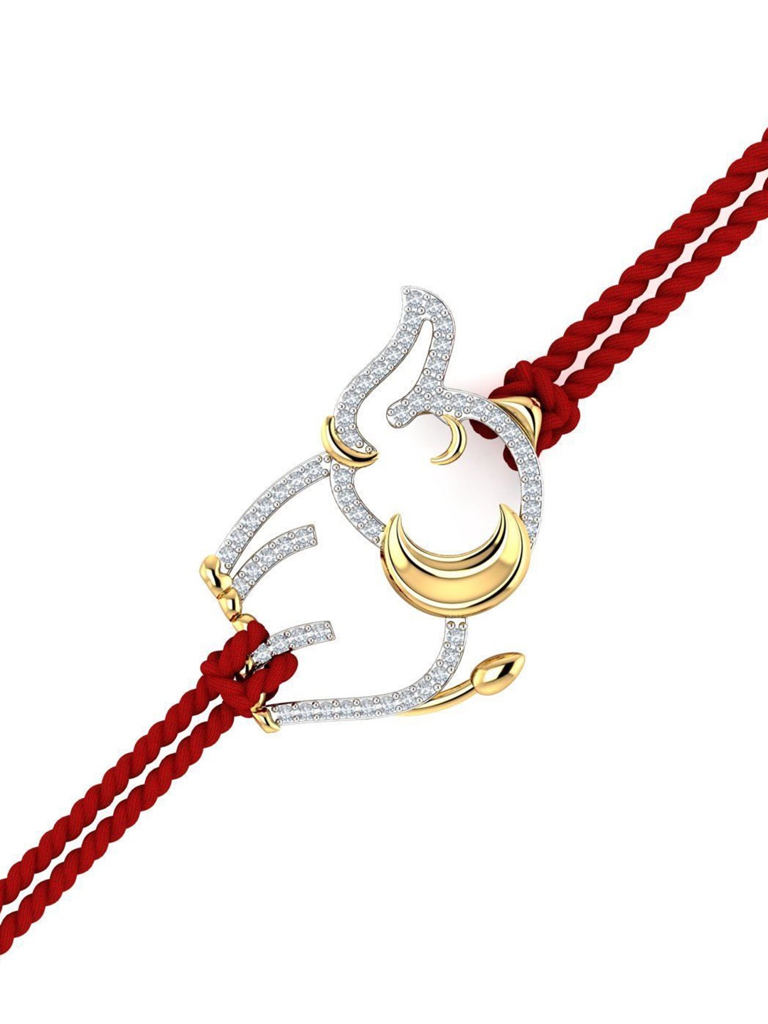 

KUBERBOX Men 14KT Diamond Studded Gold Elephant Rakhi Pendant With Roli & Rice -1.8g