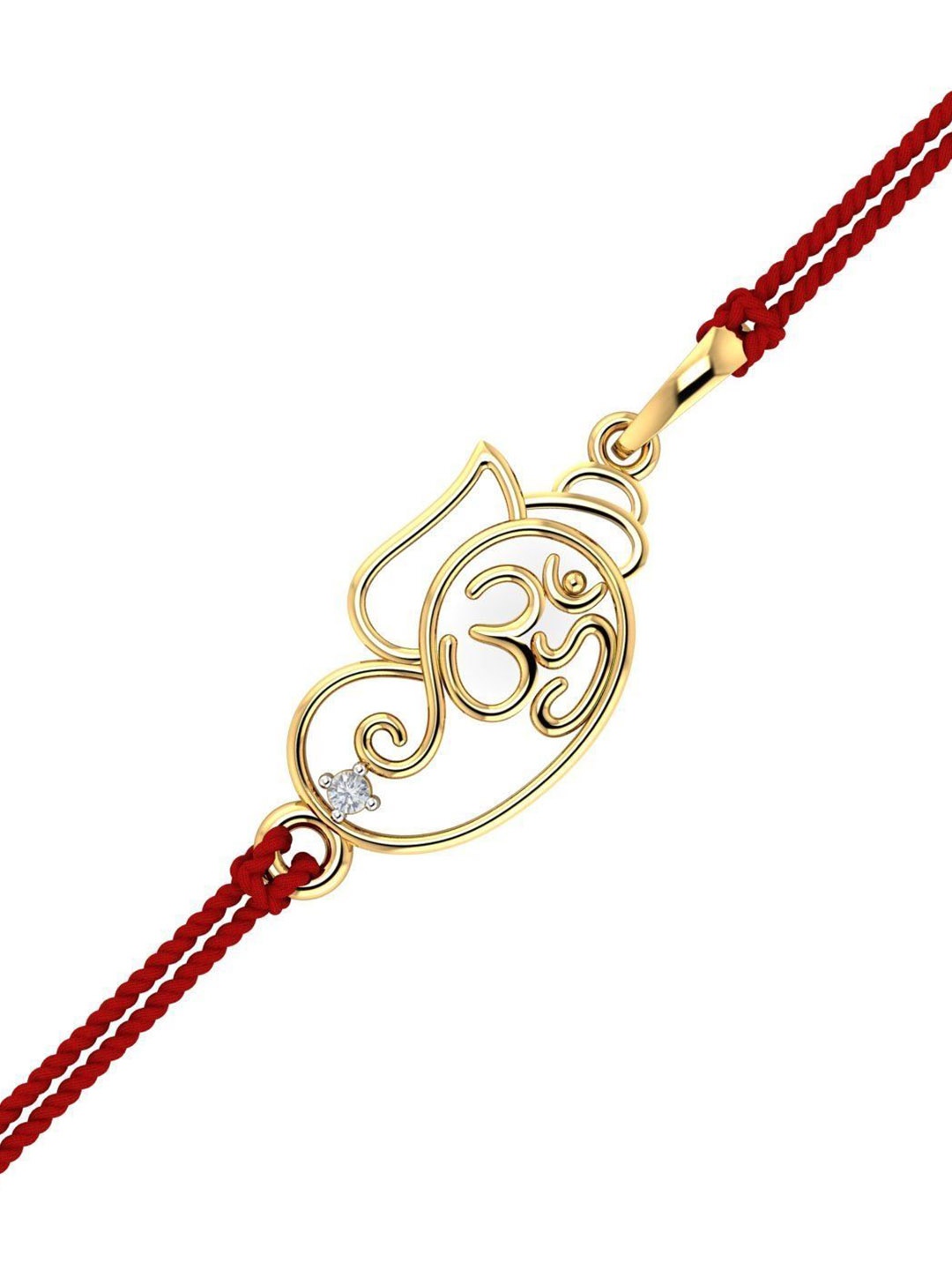 

KUBERBOX 14K Om Ganapati Gold Rakhi Pendant For Brother