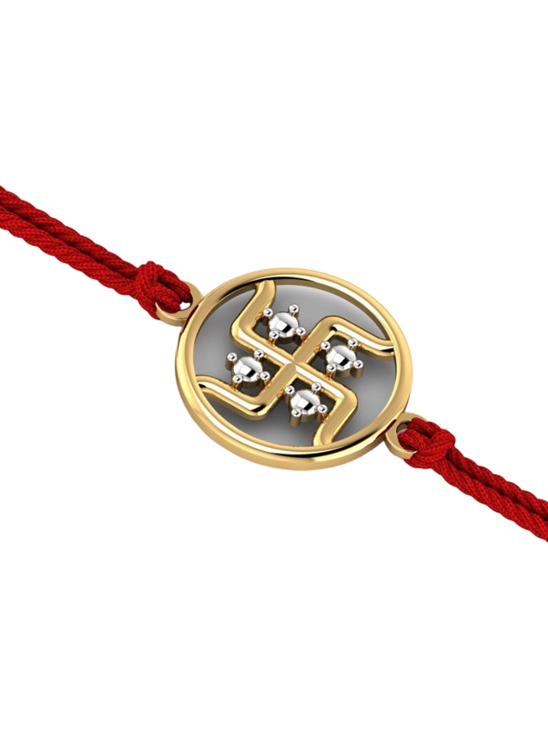 

KUBERBOX Men 14K Yellow Gold Beaded Swastik Gold Rakhi