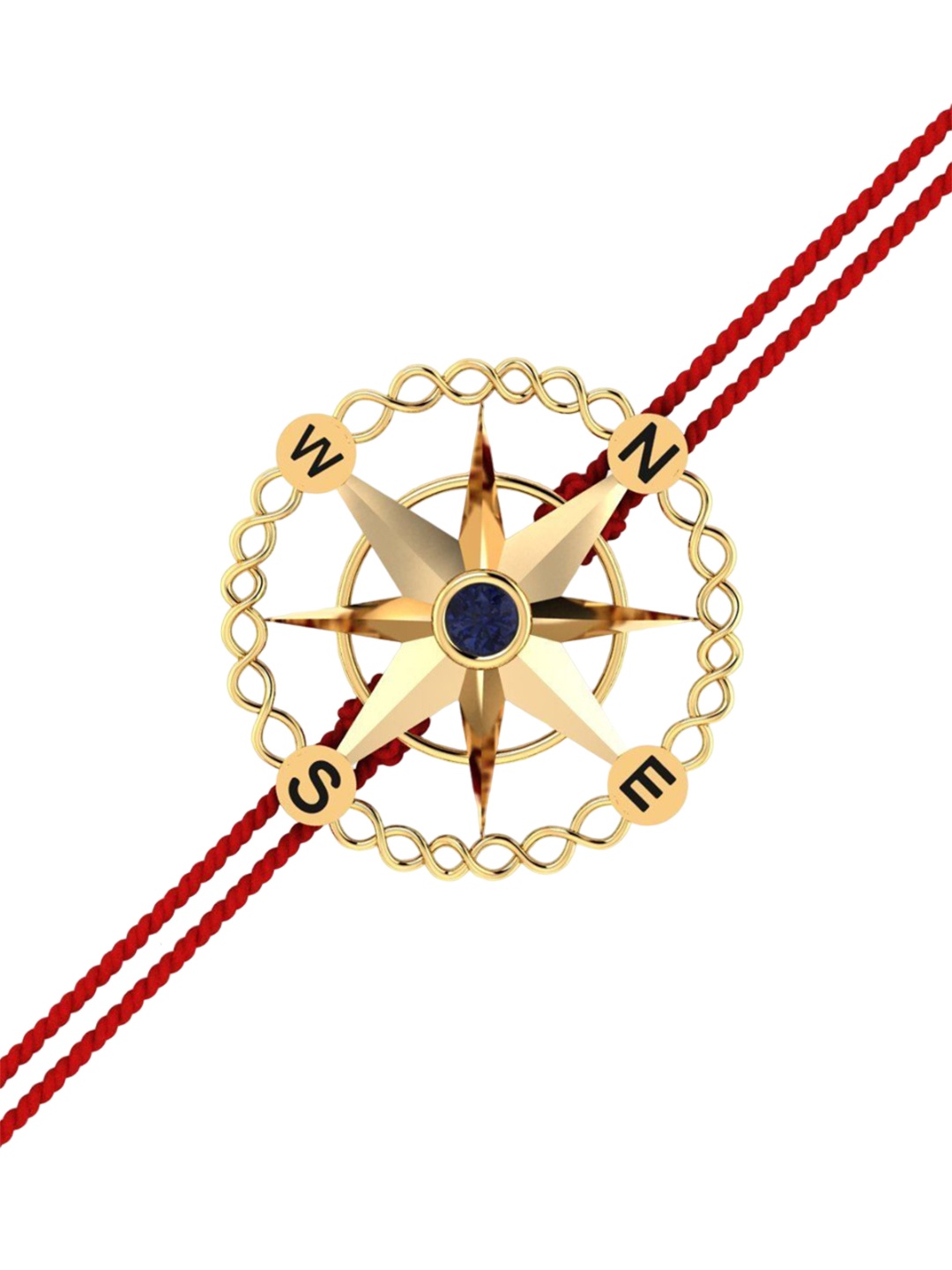 

KUBERBOX 14K Gold Compass Rakhi Pendant