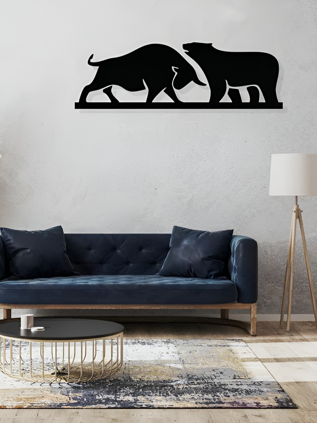 

ARTROOMS Black Bull And Bear Metal Wall Hanging