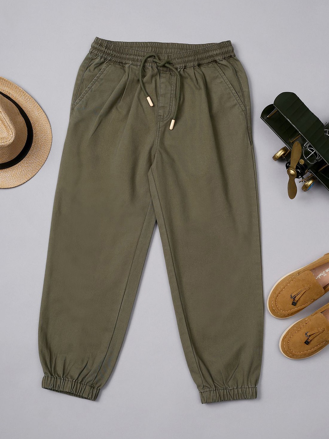 

One Friday Boys Mid-Rise Cotton Joggers Track Pants, Sea green
