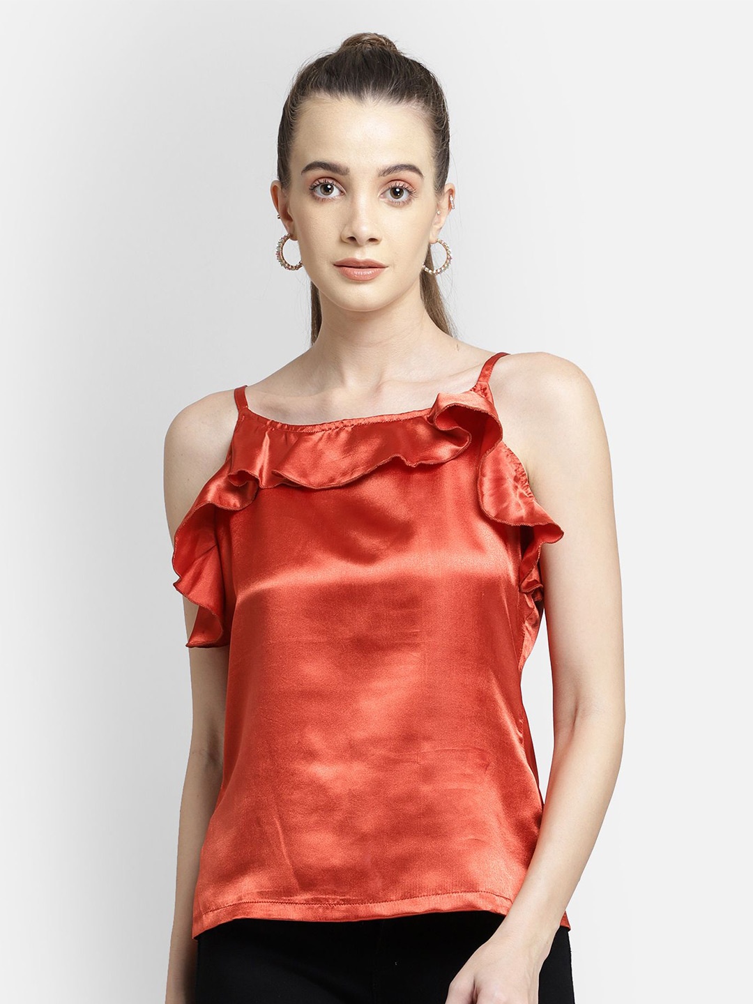 

Yaadleen Ruffles Crepe Top, Rust