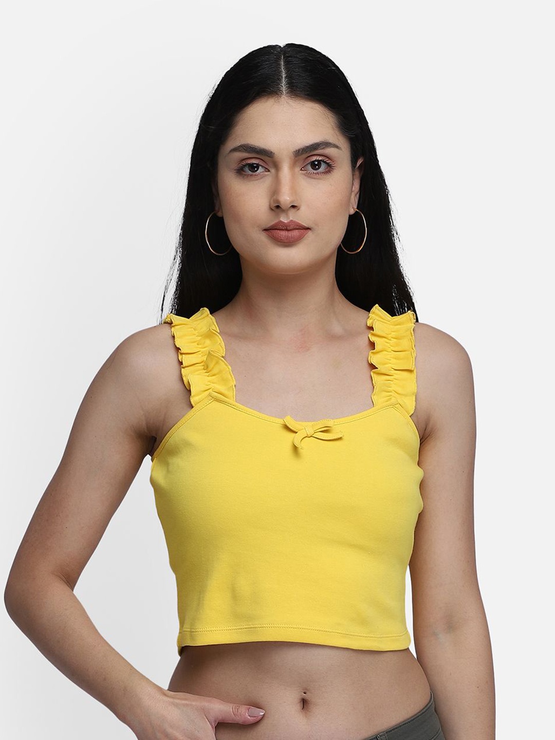 

Yaadleen WomenCotton Crop Top, Yellow