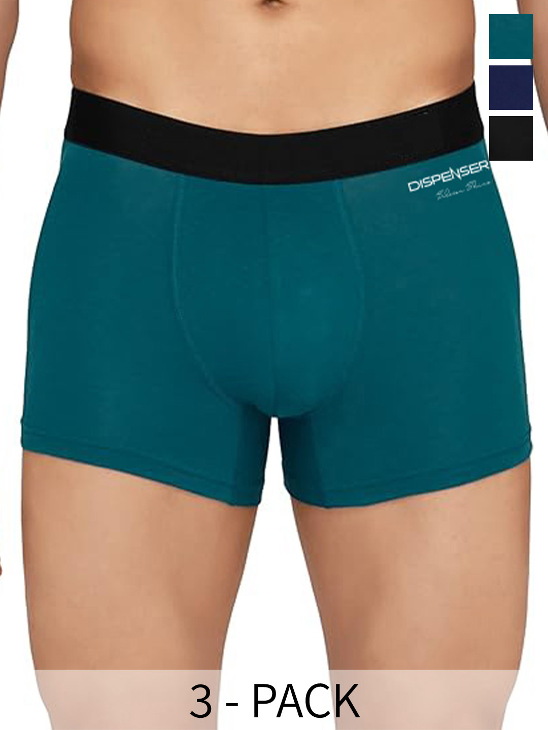 

DISPENSER Pack Of 3 Breathability Trunks P1-TRUNK-AIRFORCE-BLACK-NAVY-M, Teal