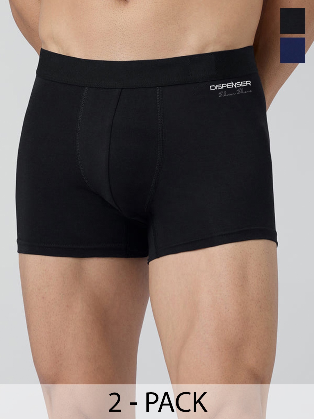 

DISPENSER Men Solid 2 Pcs Short Length Breathability Trunks P1-TRUNK-BLACK-NAVY-M