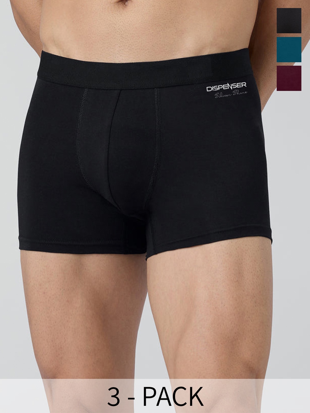 

DISPENSER Men Pack Of 3 Breathability Trunks P1-TRUNK-AIRFORCE-BLACK-WINE-M, Teal