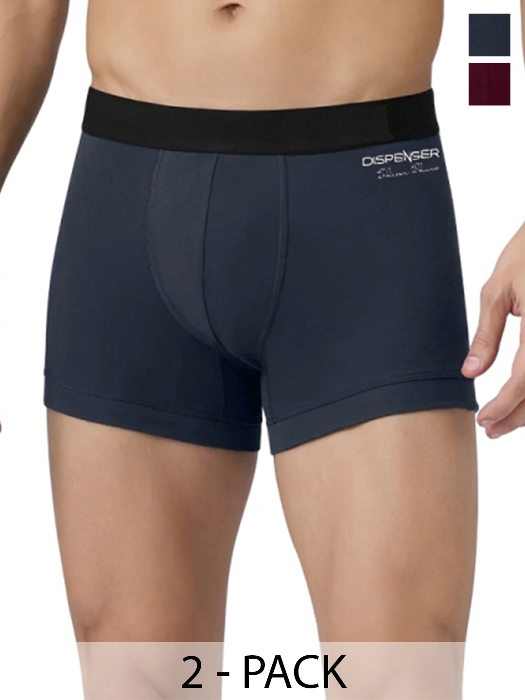 

DISPENSER Pack Of 2 Solid Breathability Trunks P1-TRUNK-GREY-WINE-M