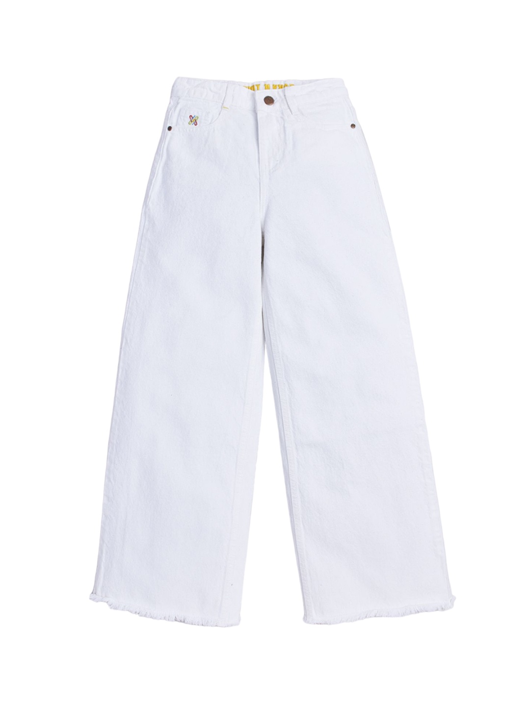 

Knit N Knot Girls Wide Leg High-Rise Stretchable Jeans, White