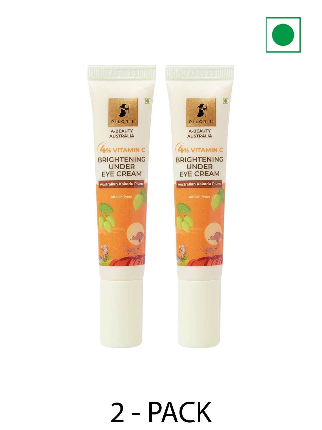 

Pilgrim 2-Pcs 4% Vitamin C Brightening Under Eye Cream with Australian Kakadu - 15 ml each, Orange