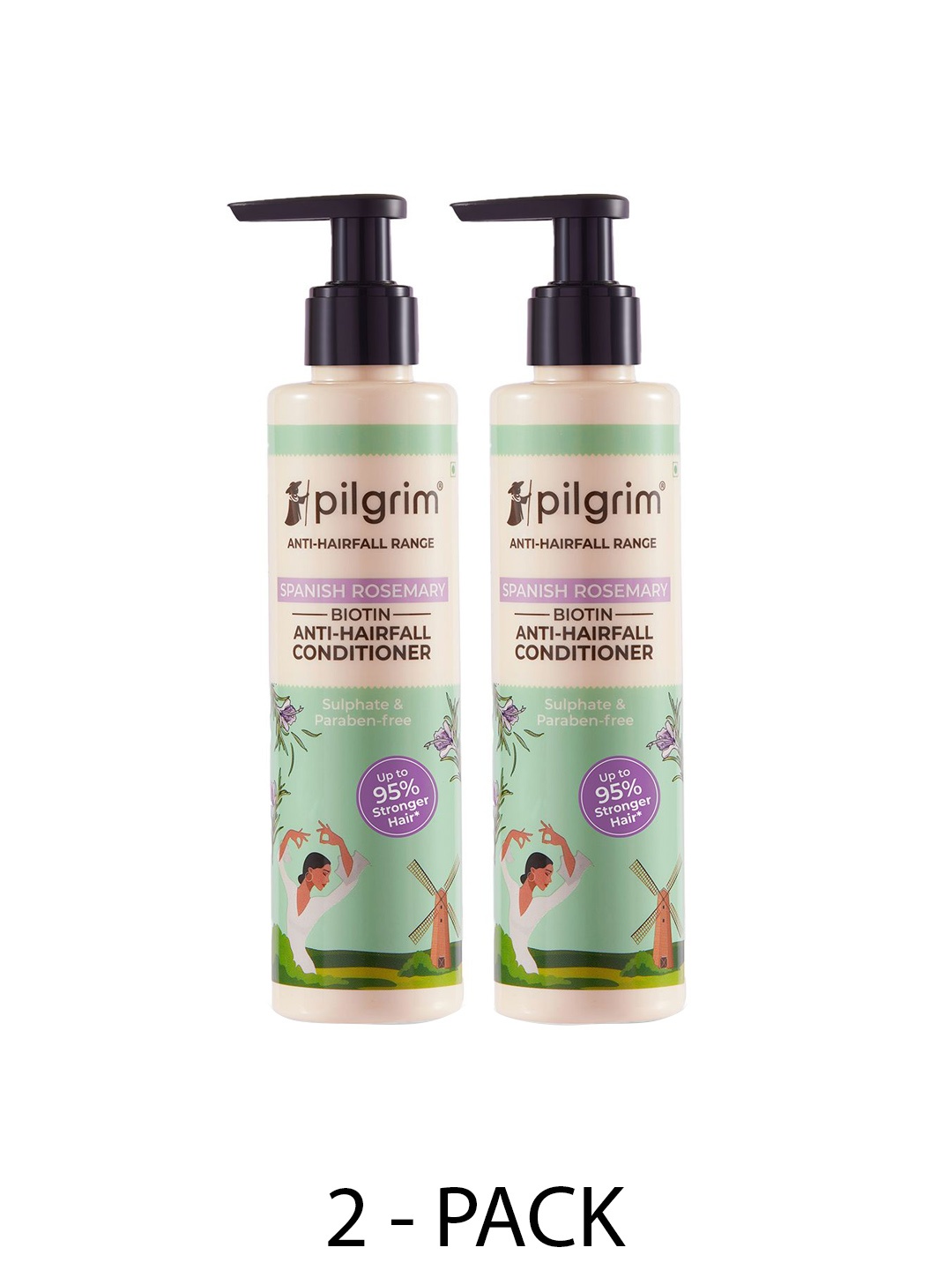 

Pilgrim Set Of 2 Spanish Rosemary & Biotin Anti Fall Conditioner - 200ml Each, Green