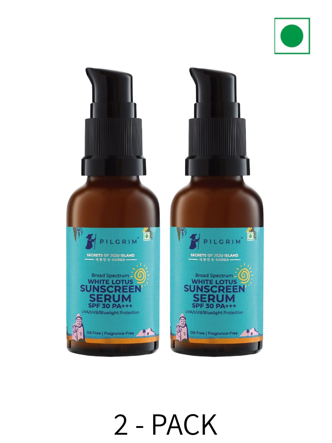 

Pilgrim Set Of 2 White Lotus Sunscreen Gel Serum SPF 30 PA+++ - 30ml Each, Teal