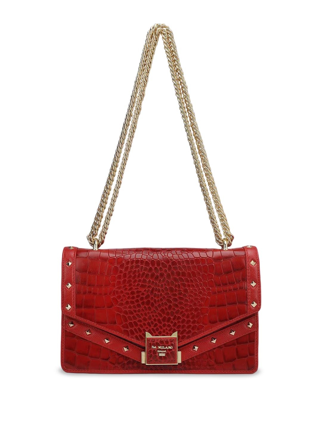 

Da Milano Textured Leather Structured Sling Bag, Red