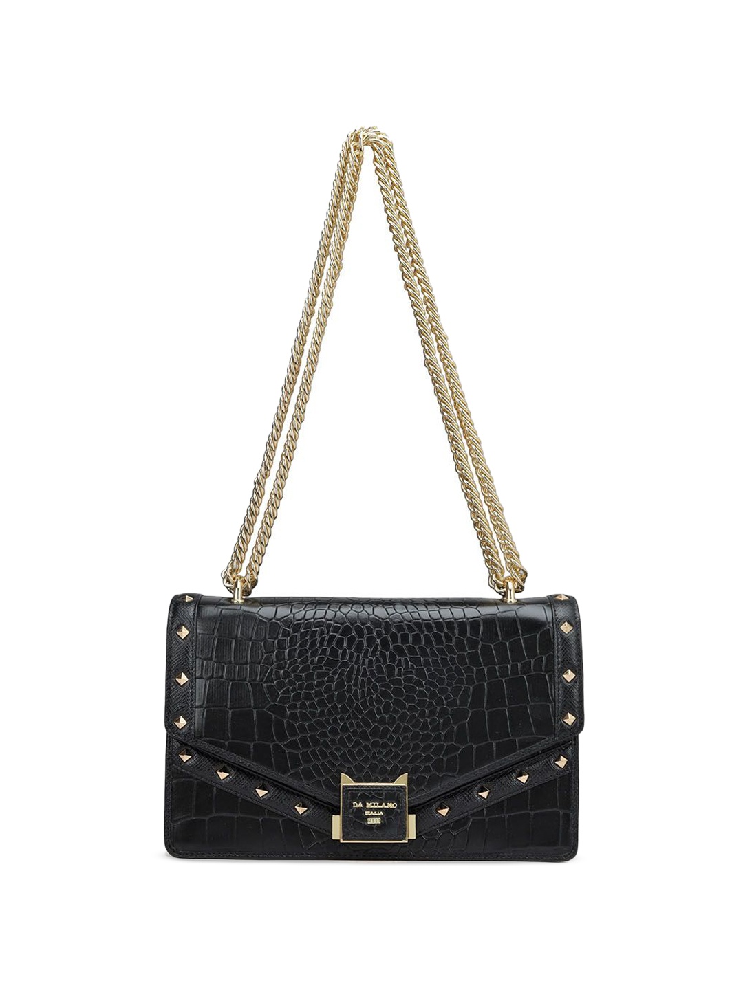 

Da Milano Leather Swagger Shoulder Bag, Black