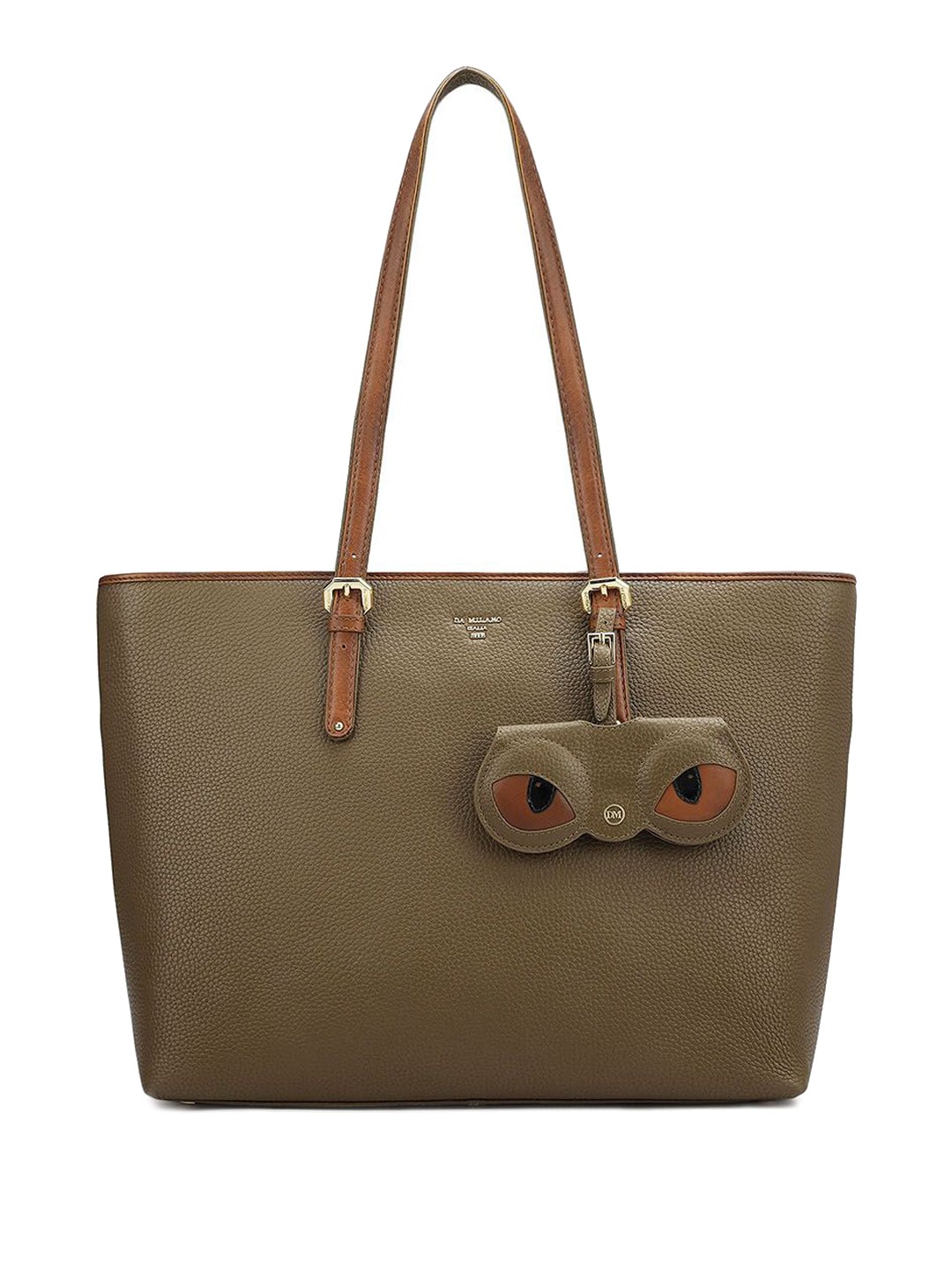 

Da Milano Textured Leather Oversized Shopper Shoulder Bag, Olive
