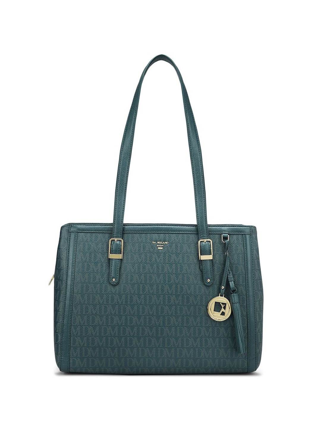 

Da Milano Textured Leather Structured Shoulder Bag, Green