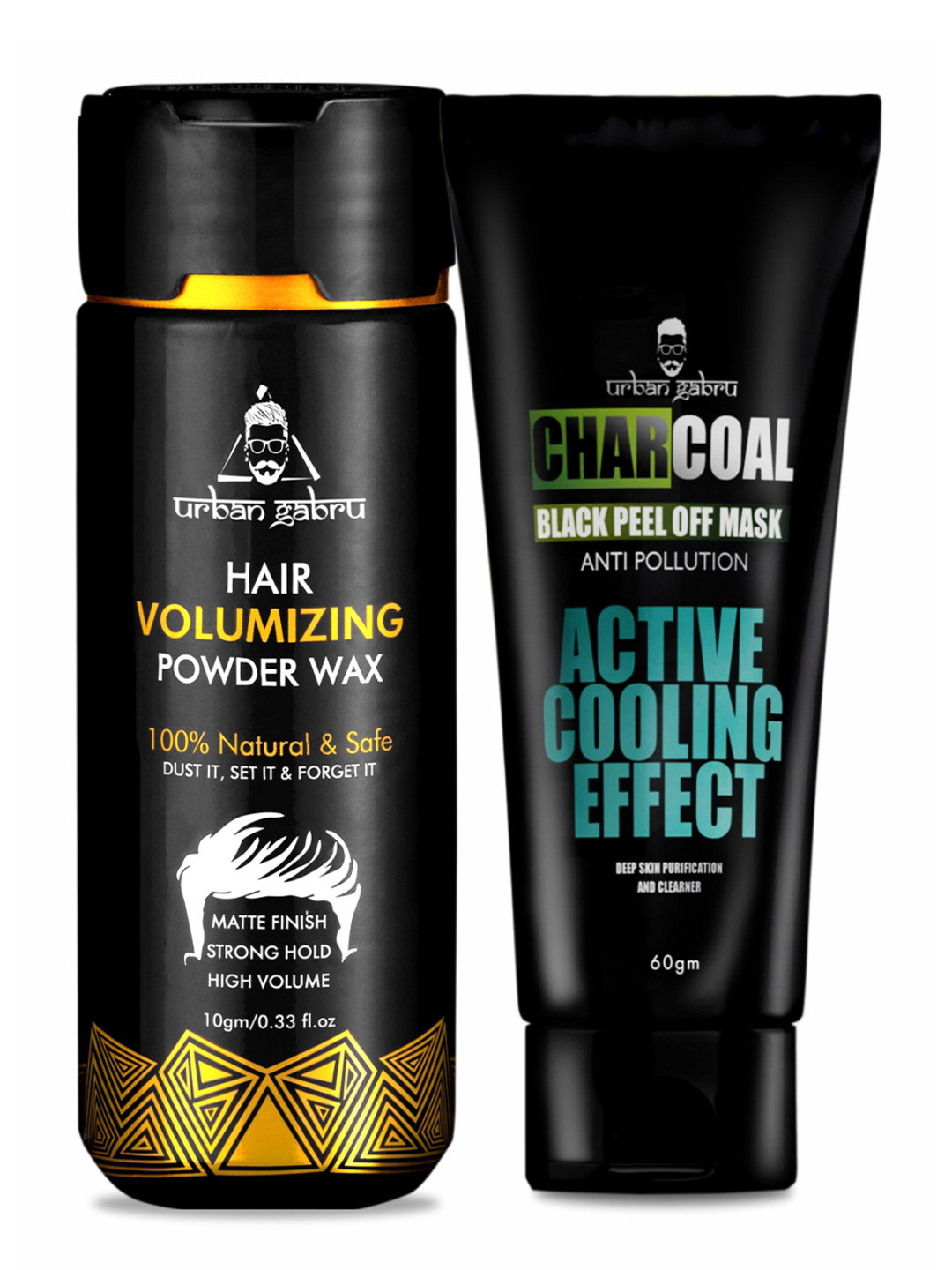 

URBANGABRU Hair Volumizing Powder Wax 10g & Charcoal Black Peel Off Mask 60g Combo, White