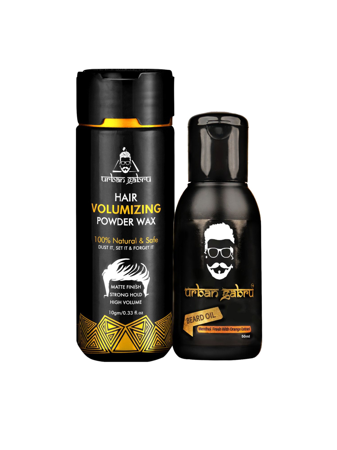 

URBANGABRU Set of Hair Volumizing Powder - 10 g & Beard Oil - 50 ml, Black