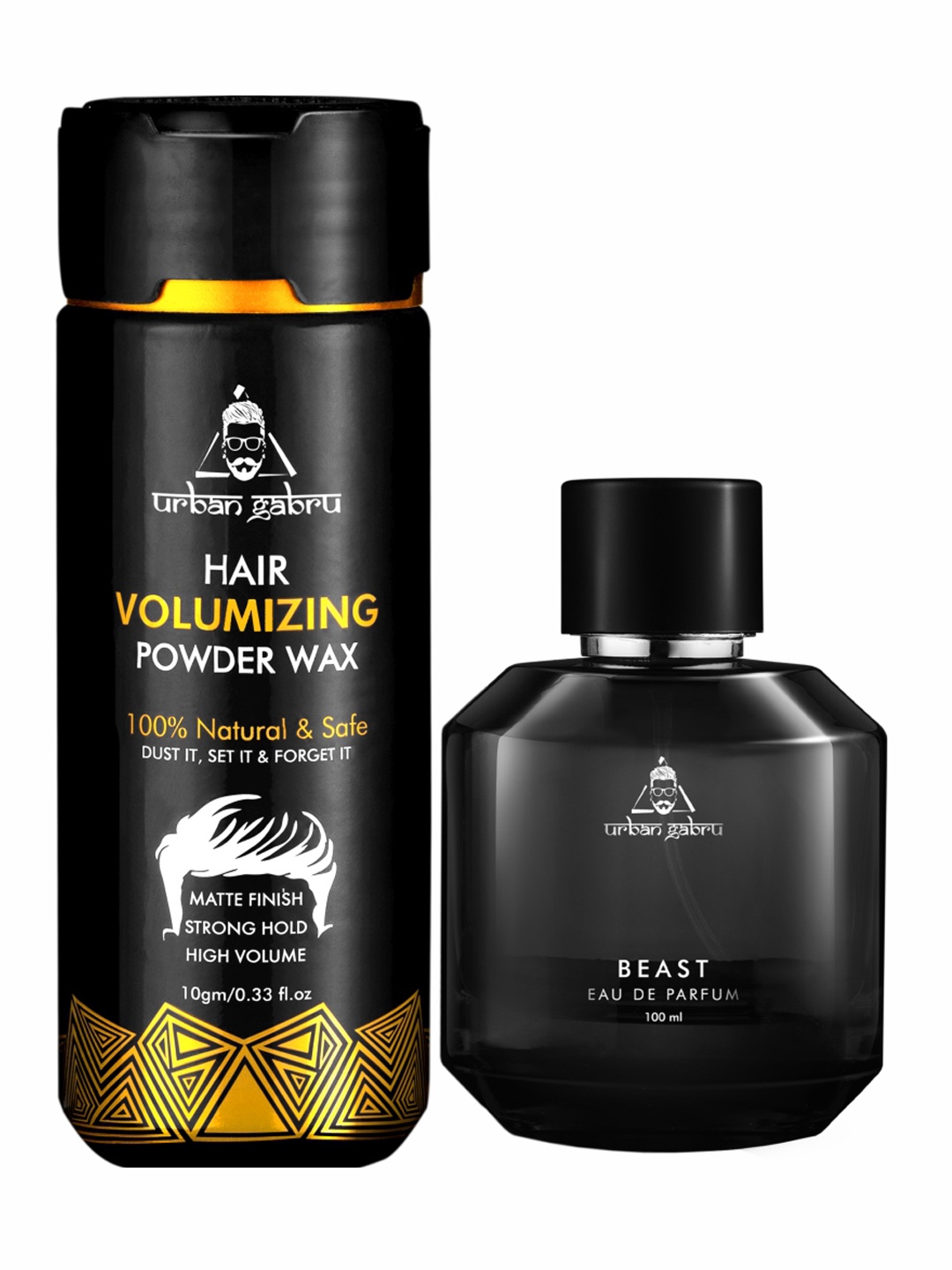 

URBANGABRU Set of Hair Volumizing Powder Wax - 10g & Beast Eau De Parfum - 100ml, Black