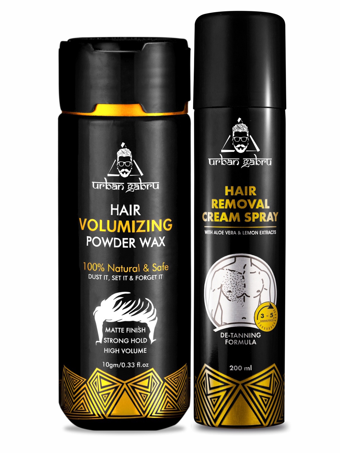 

URBANGABRU Hair Volumizing Powder Wax 10g & Hair Removal Cream Spray 200ml, Black