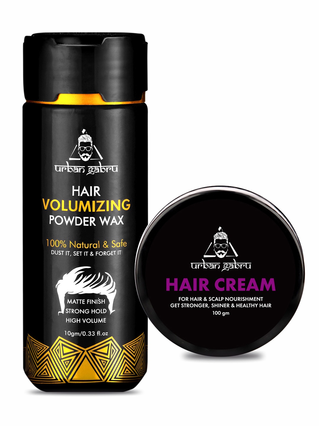 

URBANGABRU Hair Volumizing Powder Wax 10g & Hair Growth Cream 100g, Black