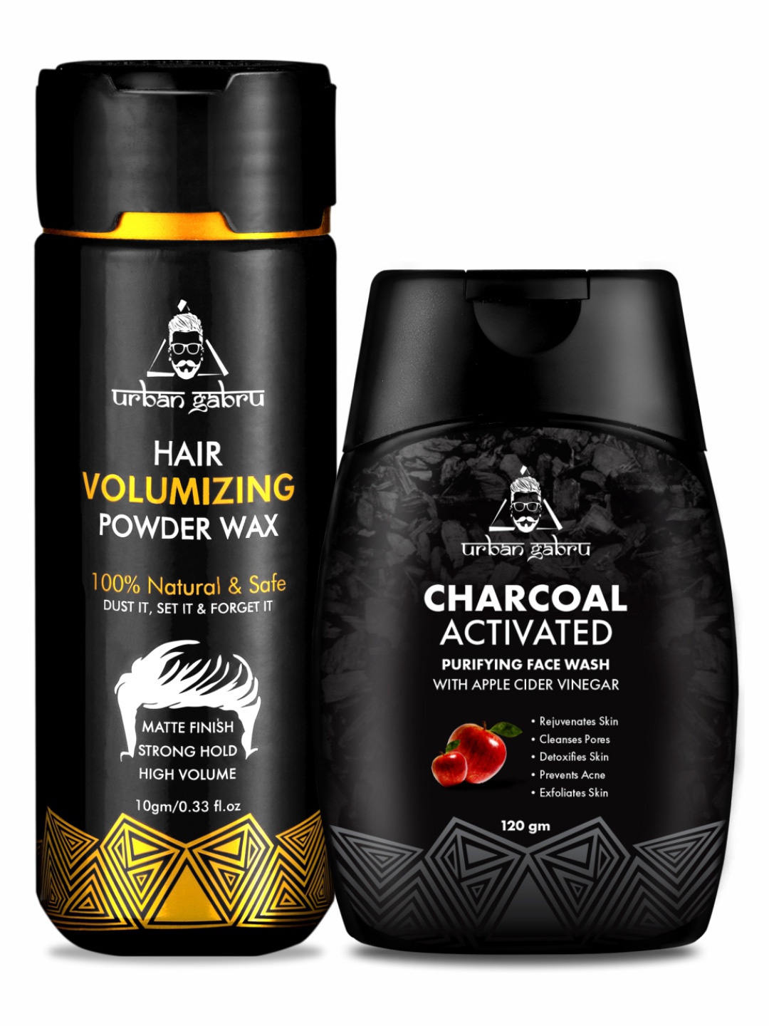 

URBANGABRU Set of Hair Volumizing Powder Wax - 10g & Charcoal Activated Face Wash - 120ml, Black