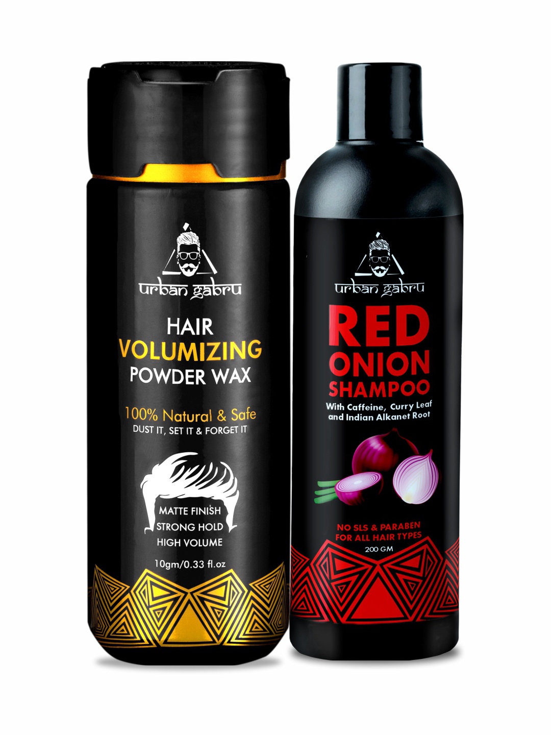 

URBANGABRU Hair Volumizing Powder Wax 10g & Red Onion Shampoo 200g, Black