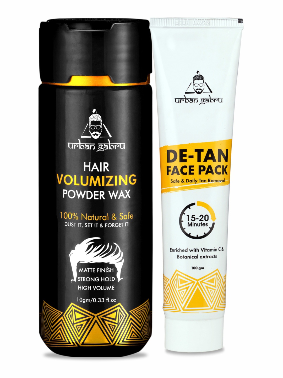 URBANGABRU Set of Hair Volumizing Powder Wax - 10g & De-Tan Face Pack - 100g, Black