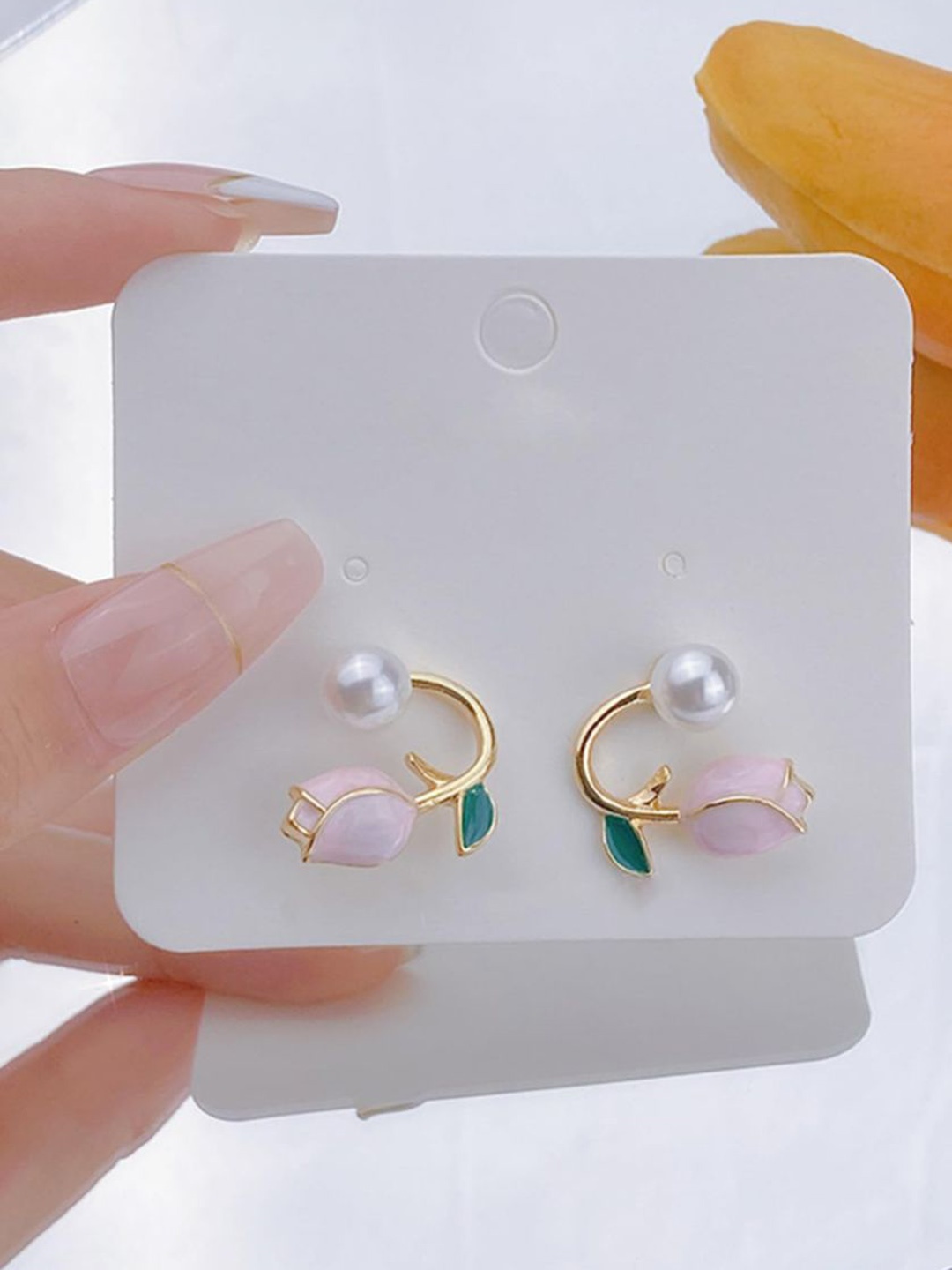 

CareDone Gold-Plated Beaded Contemporary Studs Earrings