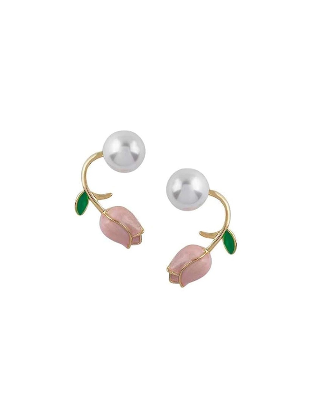 

CareDone Gold Plated Pearl Beaded Contemporary Stud Earrings