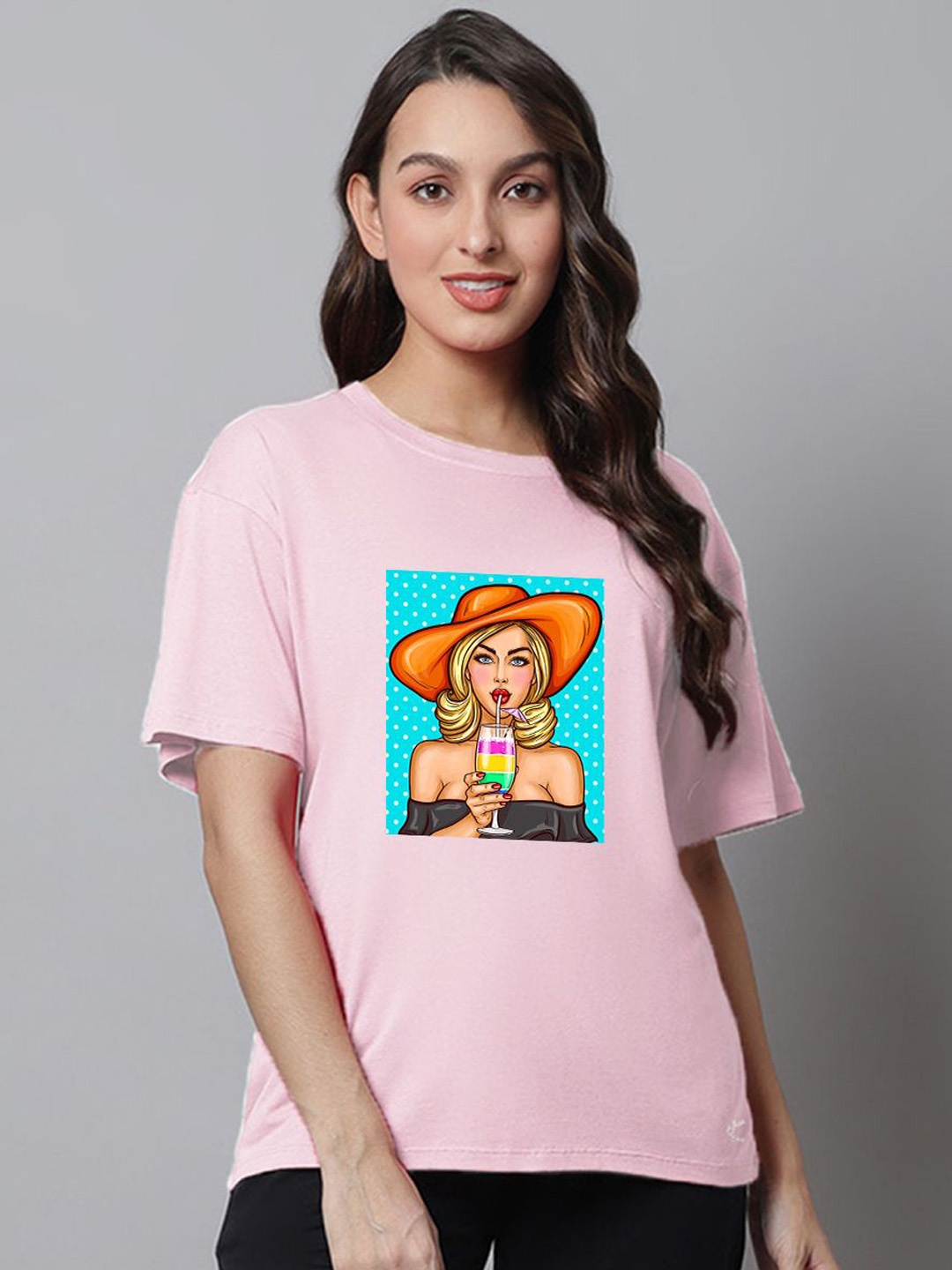 

Kanvin Printed Pure Cotton Lounge Tshirts, Pink
