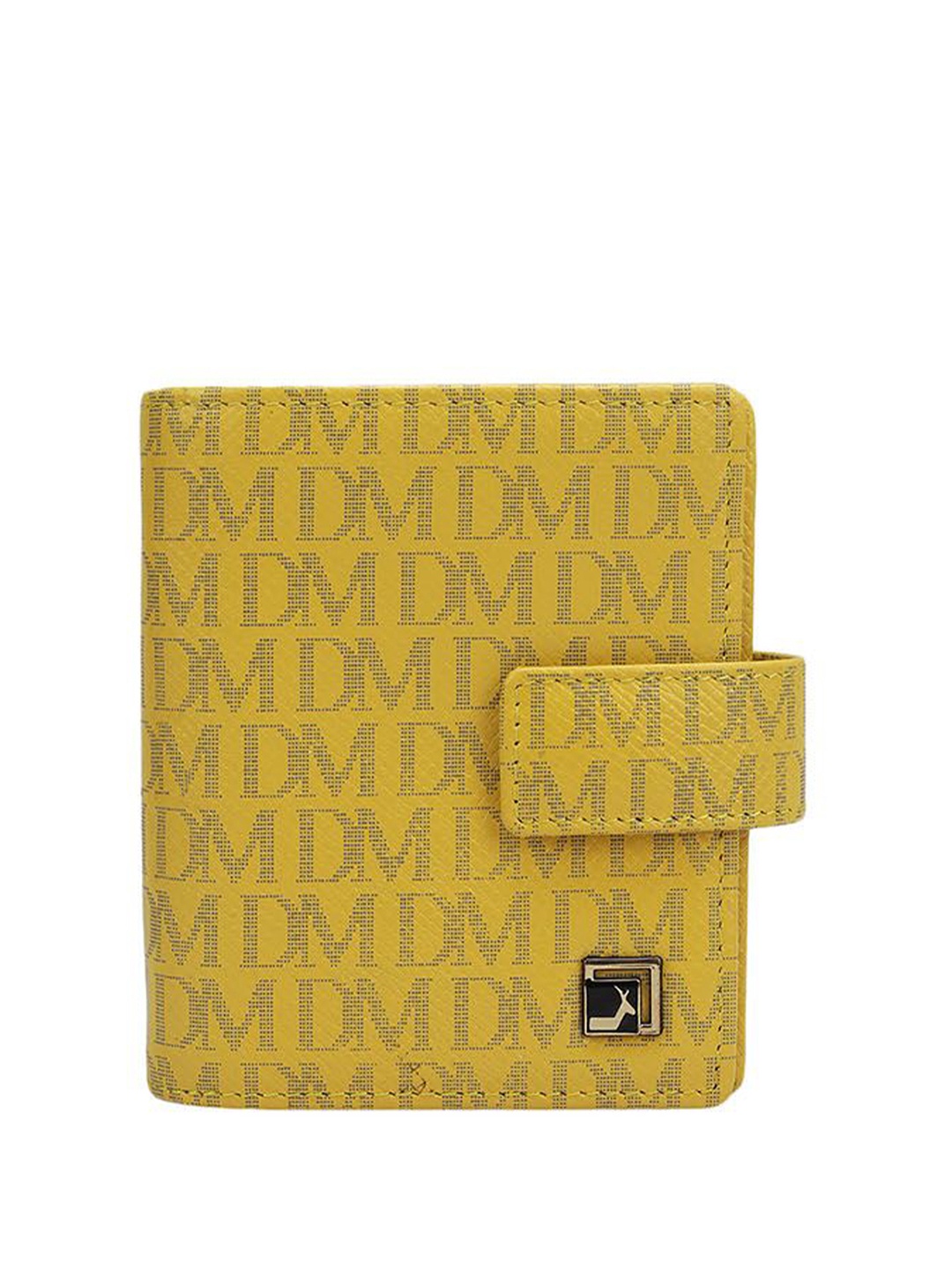 

Da Milano Women Typography Printed Leather Two Fold Wallet, Yellow