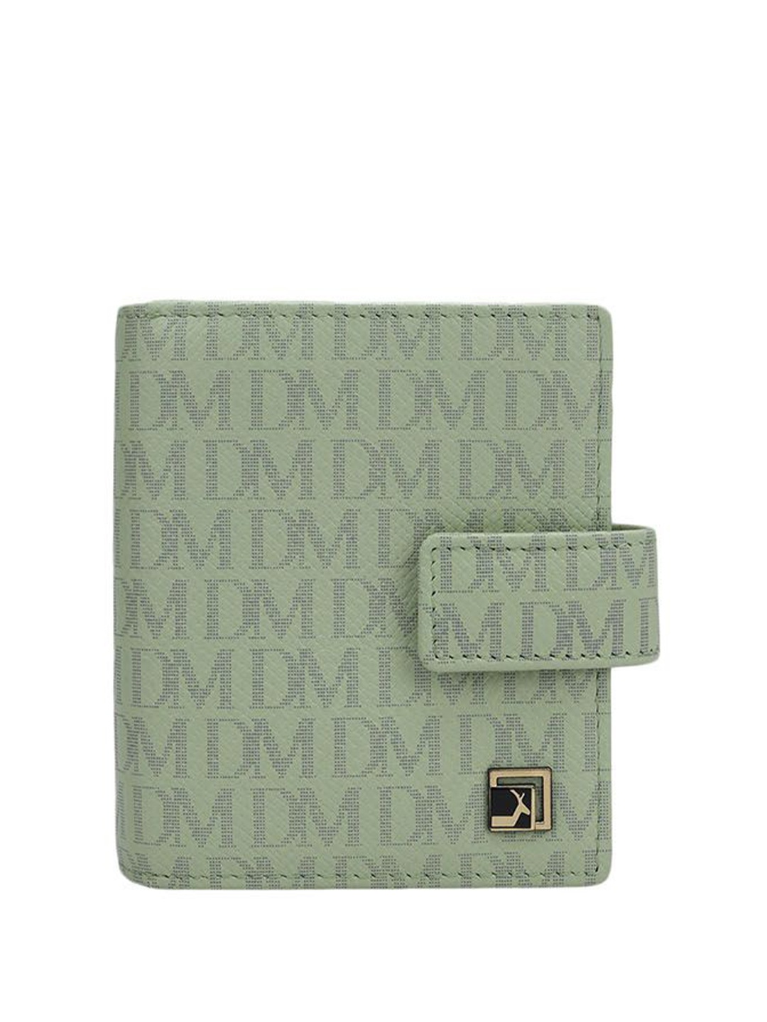 

Da Milano Women Brand Logo Printed Leather Two Fold Wallet, Green