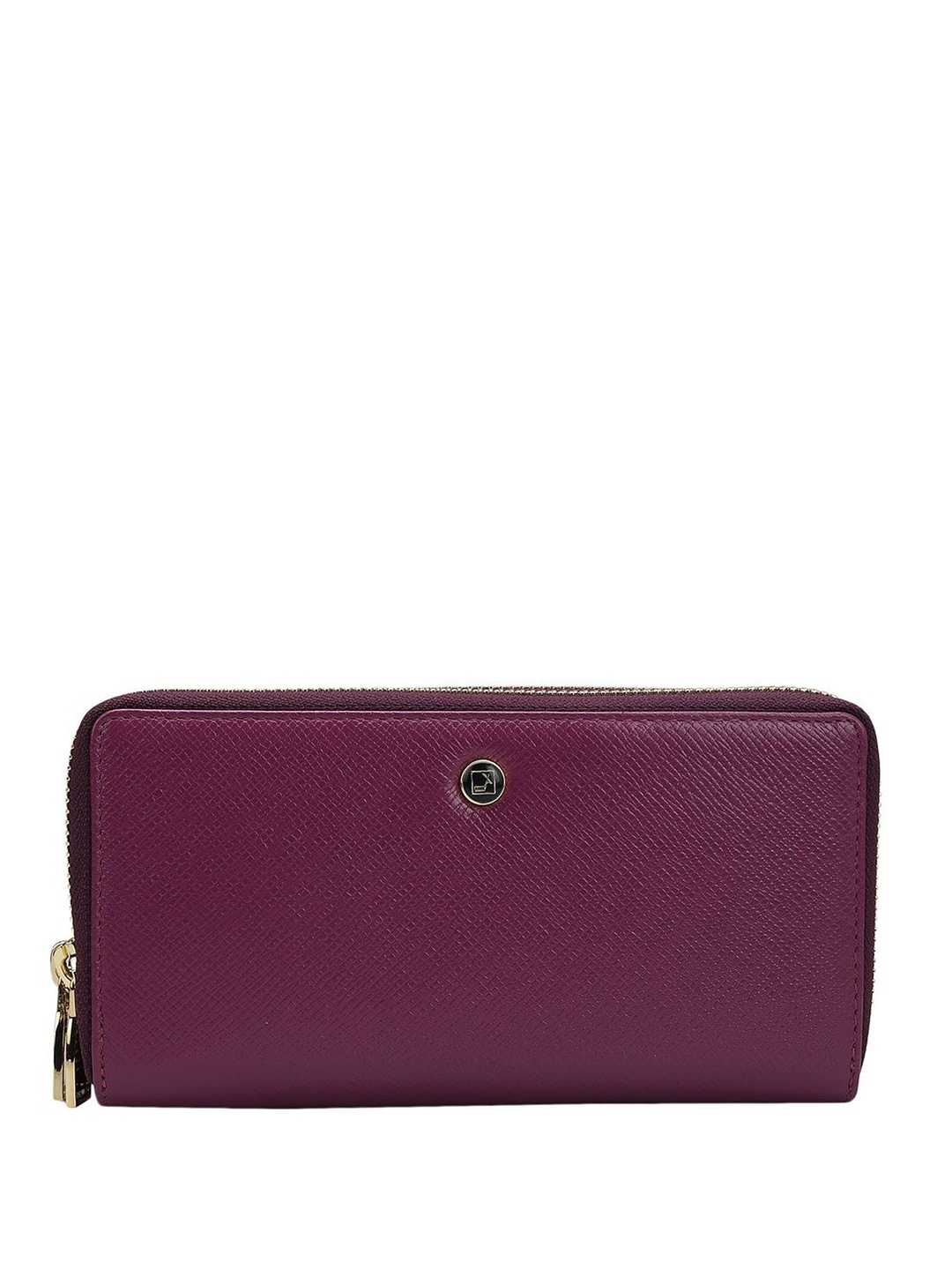 

Da Milano Women Geometric Textured Leather Zip Around Wallet, Burgundy