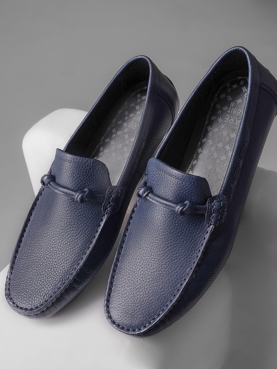 

RARE RABBIT Men Leather Formal Loafers, Navy blue