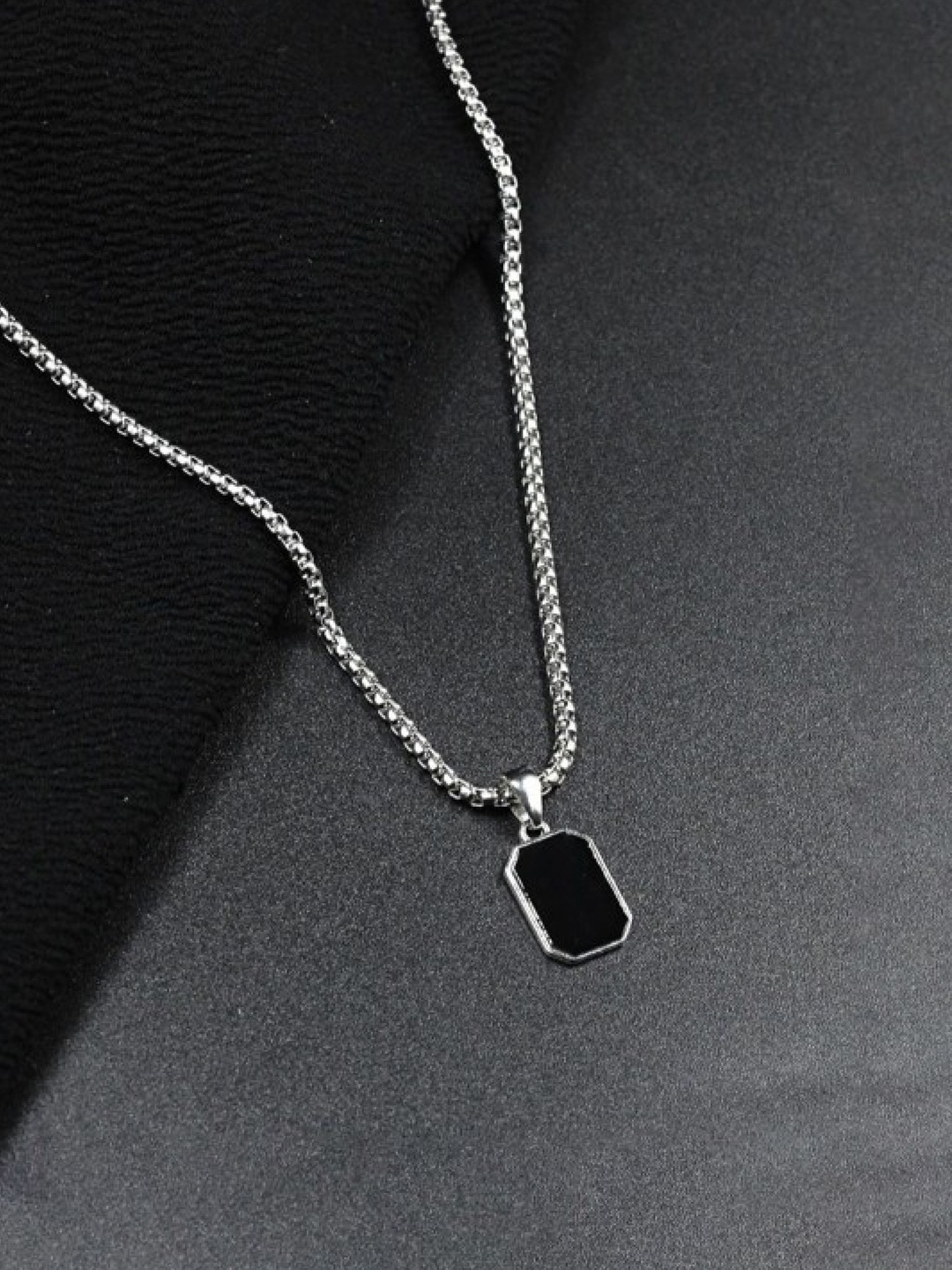 

ISHKAARA Men Silver-Plated Stainless Steel Pendant With Chain