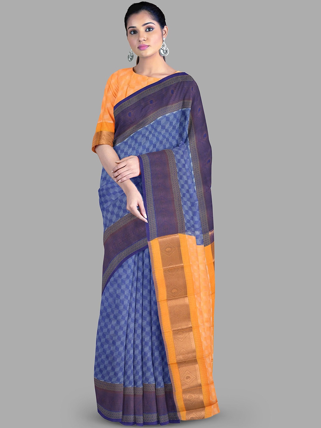 

The Chennai Silks Fusion Patola Saree, Navy blue