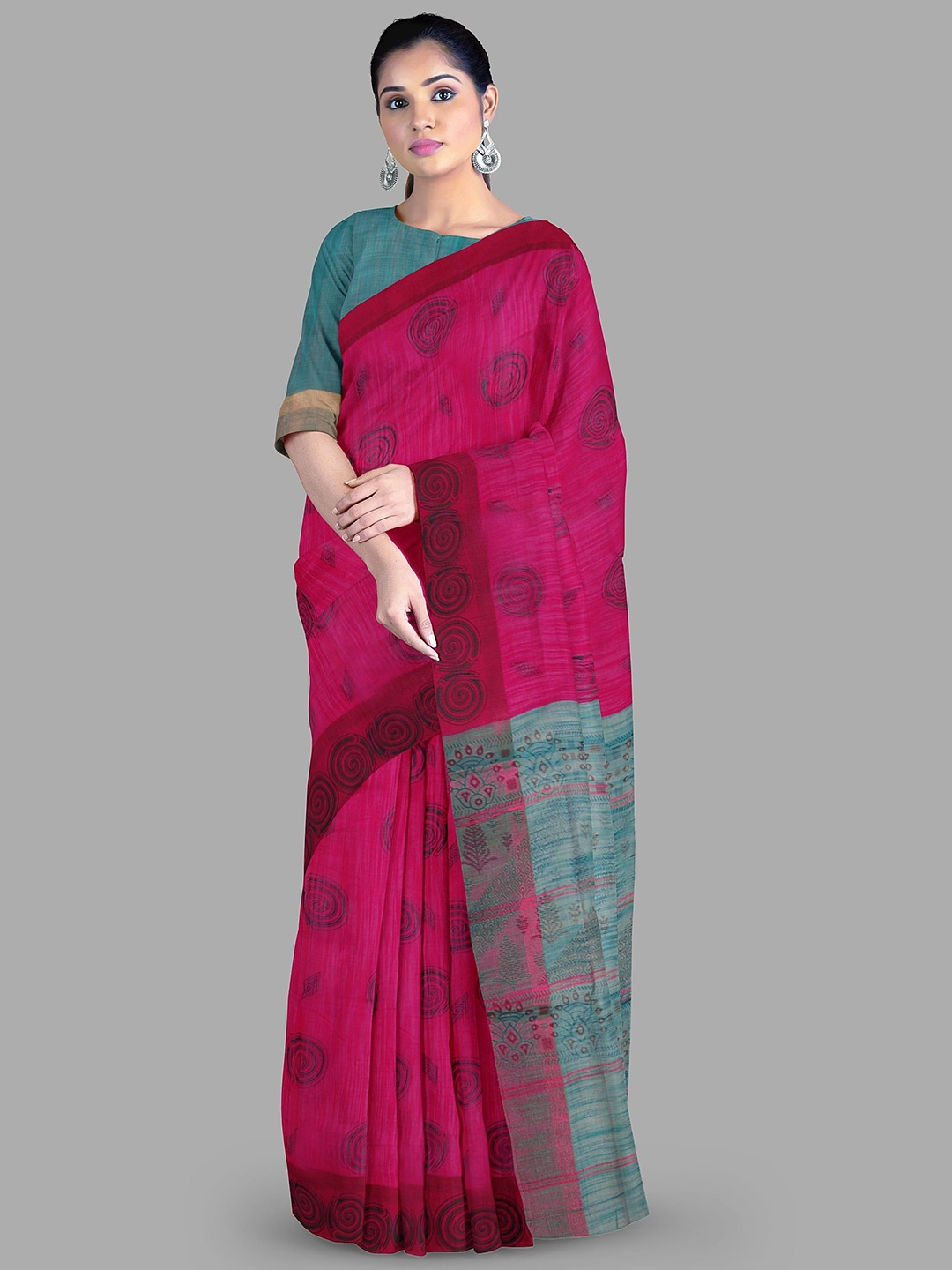 

The Chennai Silks Floral Fusion Saree, Magenta