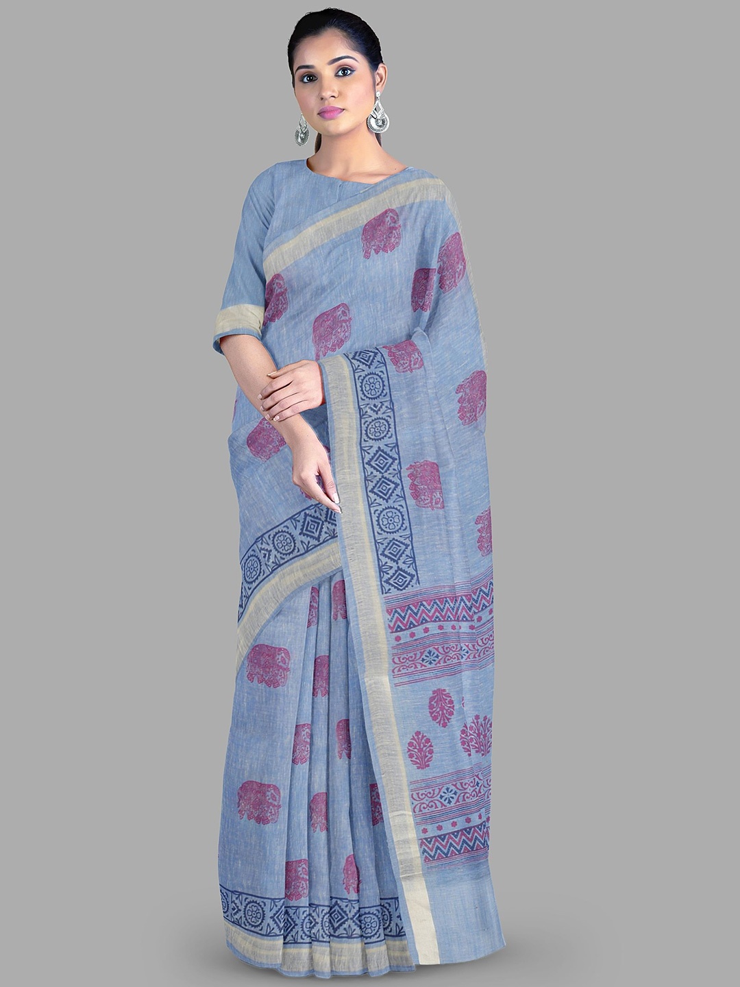 

The Chennai Silks Ethnic Motifs Zari Saree, Blue