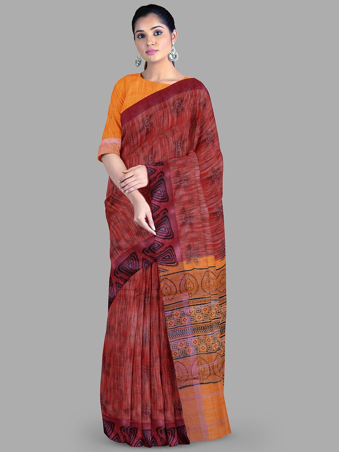 

The Chennai Silks Ethnic Motifs Saree with Blouse, Maroon