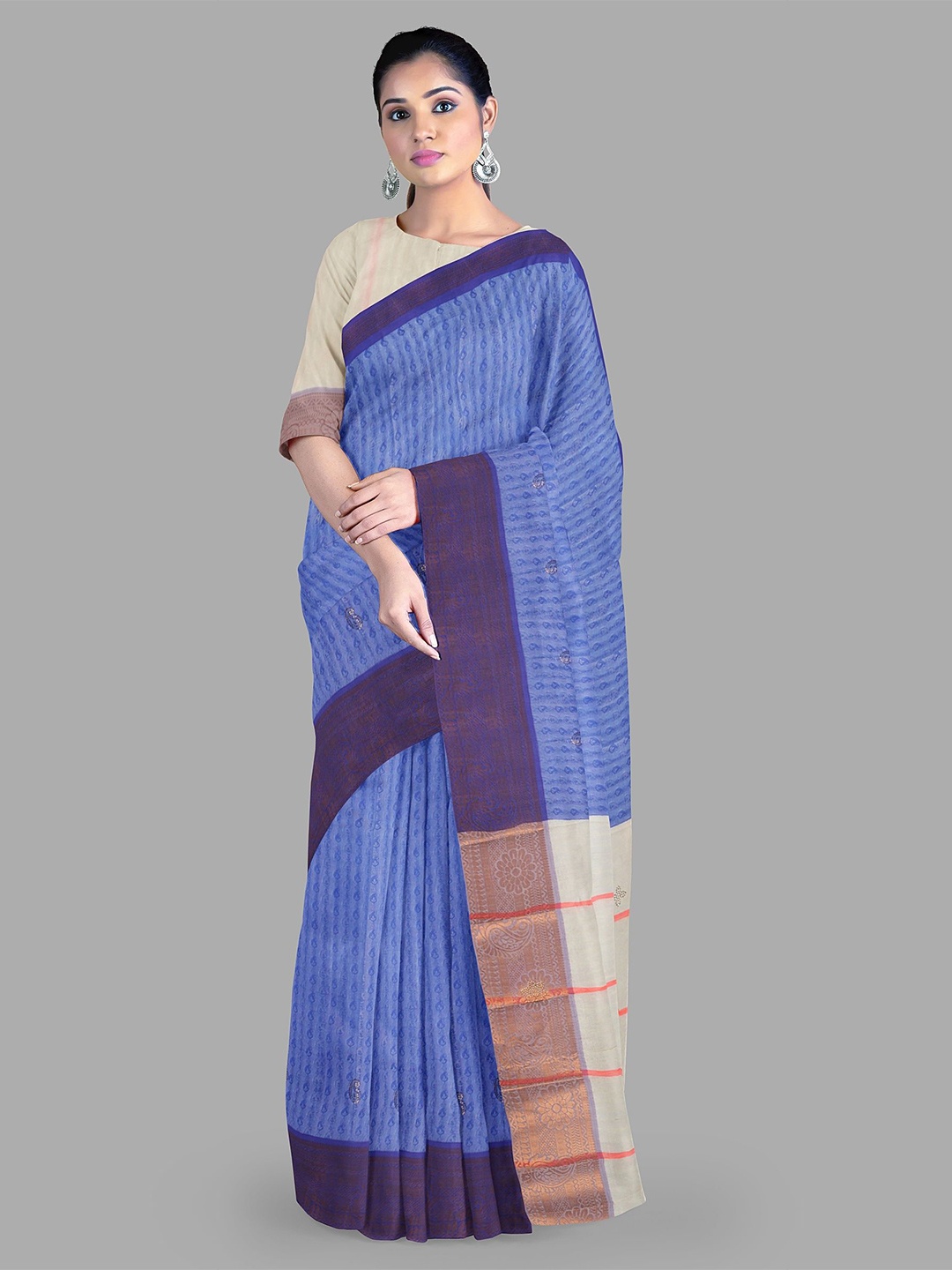 

The Chennai Silks Paisley Zari Patola Saree, Blue