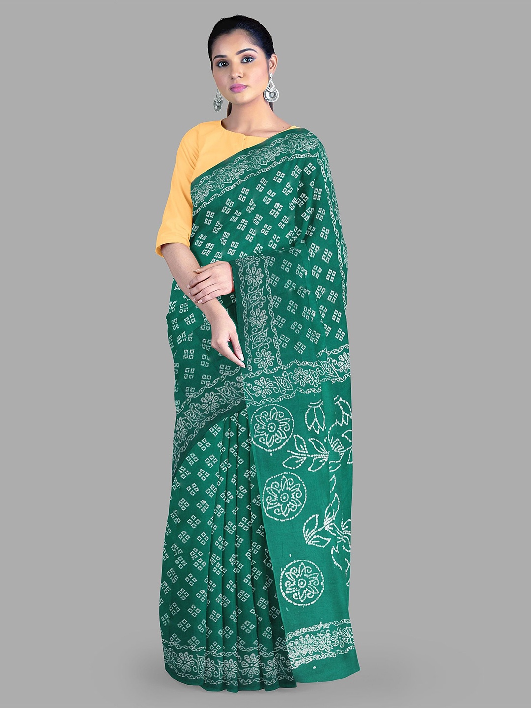 

The Chennai Silks Pure Cotton Sungudi Saree, Green