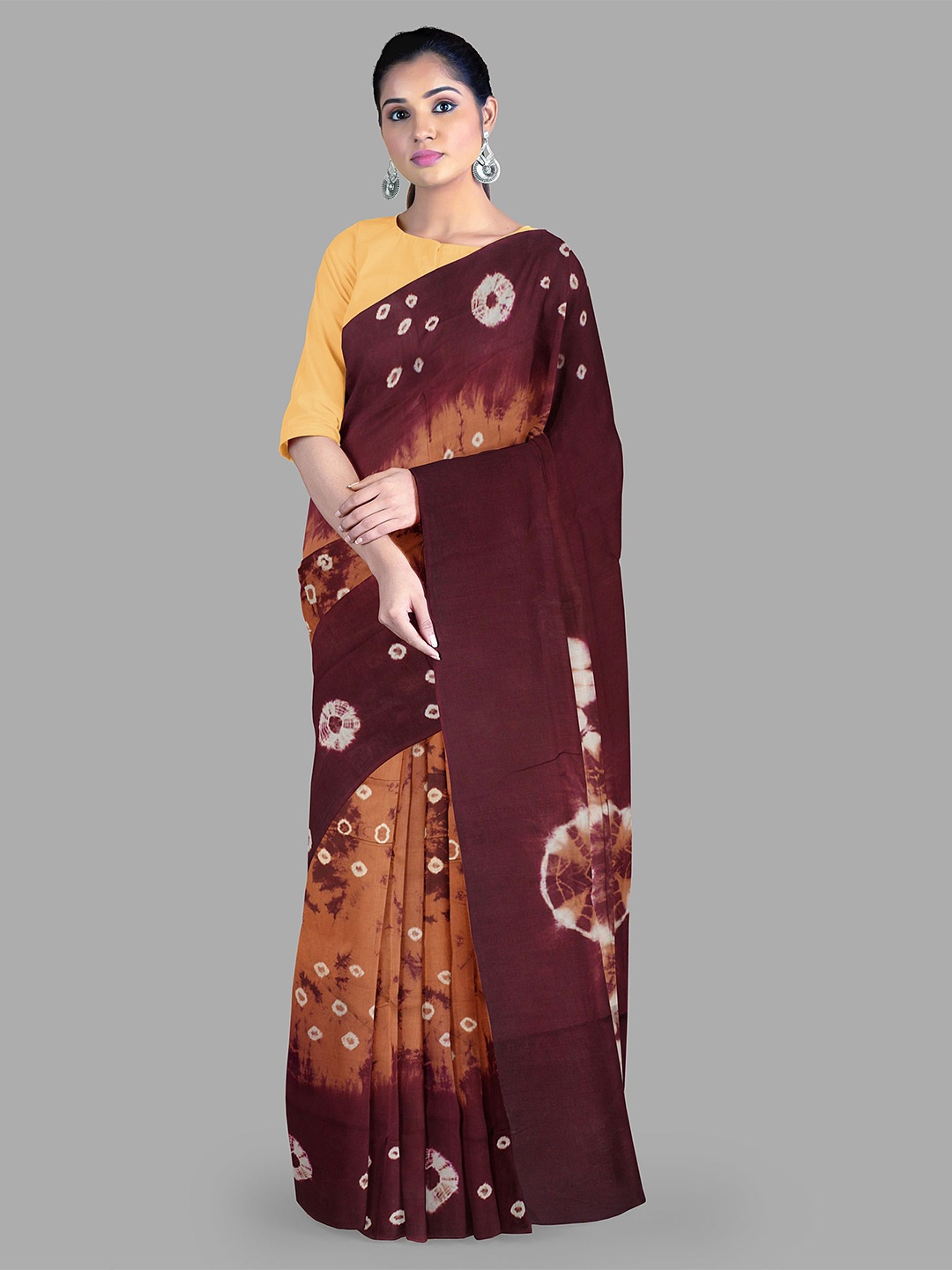 

The Chennai Silks Tie & Dye Pure Cotton Sungudi Saree, Maroon