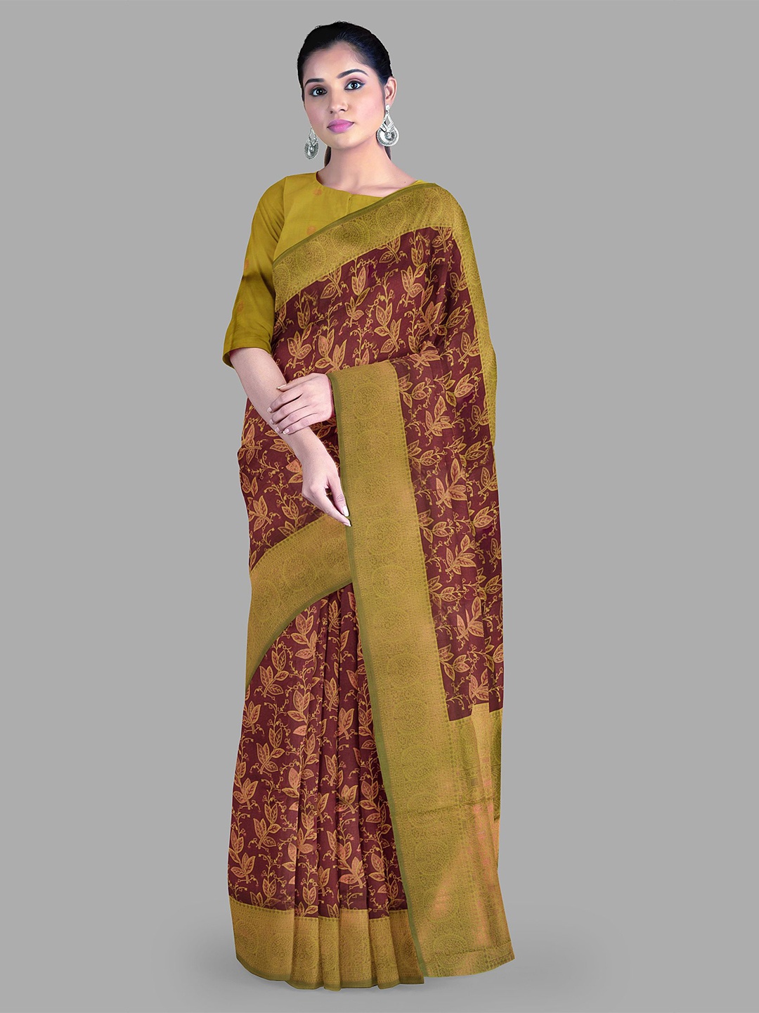 

The Chennai Silks Floral Zari Patola Saree, Maroon