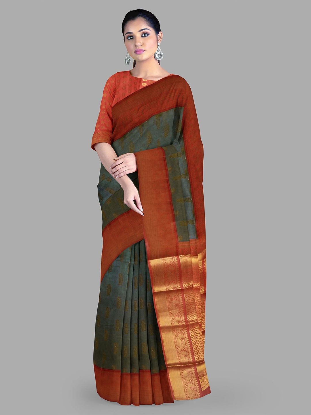 

The Chennai Silks Woven Design Zari Patola Saree, Grey