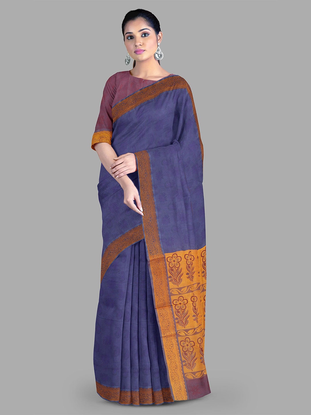 

The Chennai Silks Woven Design Pure Cotton Kovai Saree, Blue