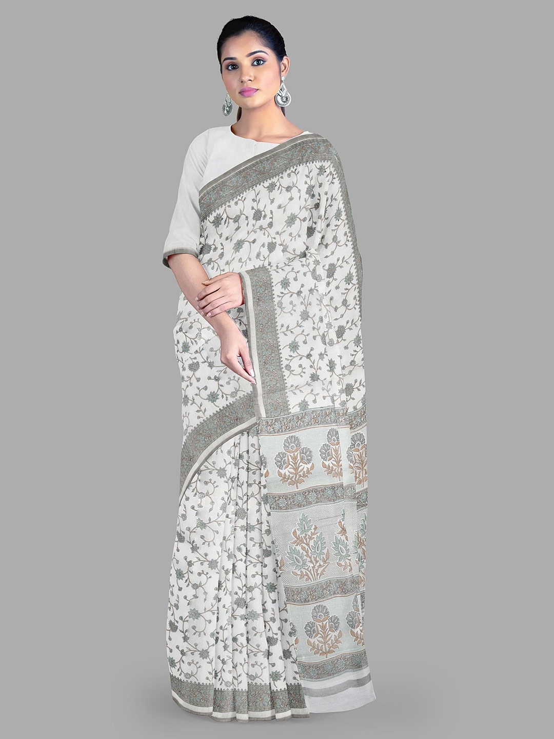 

The Chennai Silks Ethnic Motif Gadwal Saree, Off white