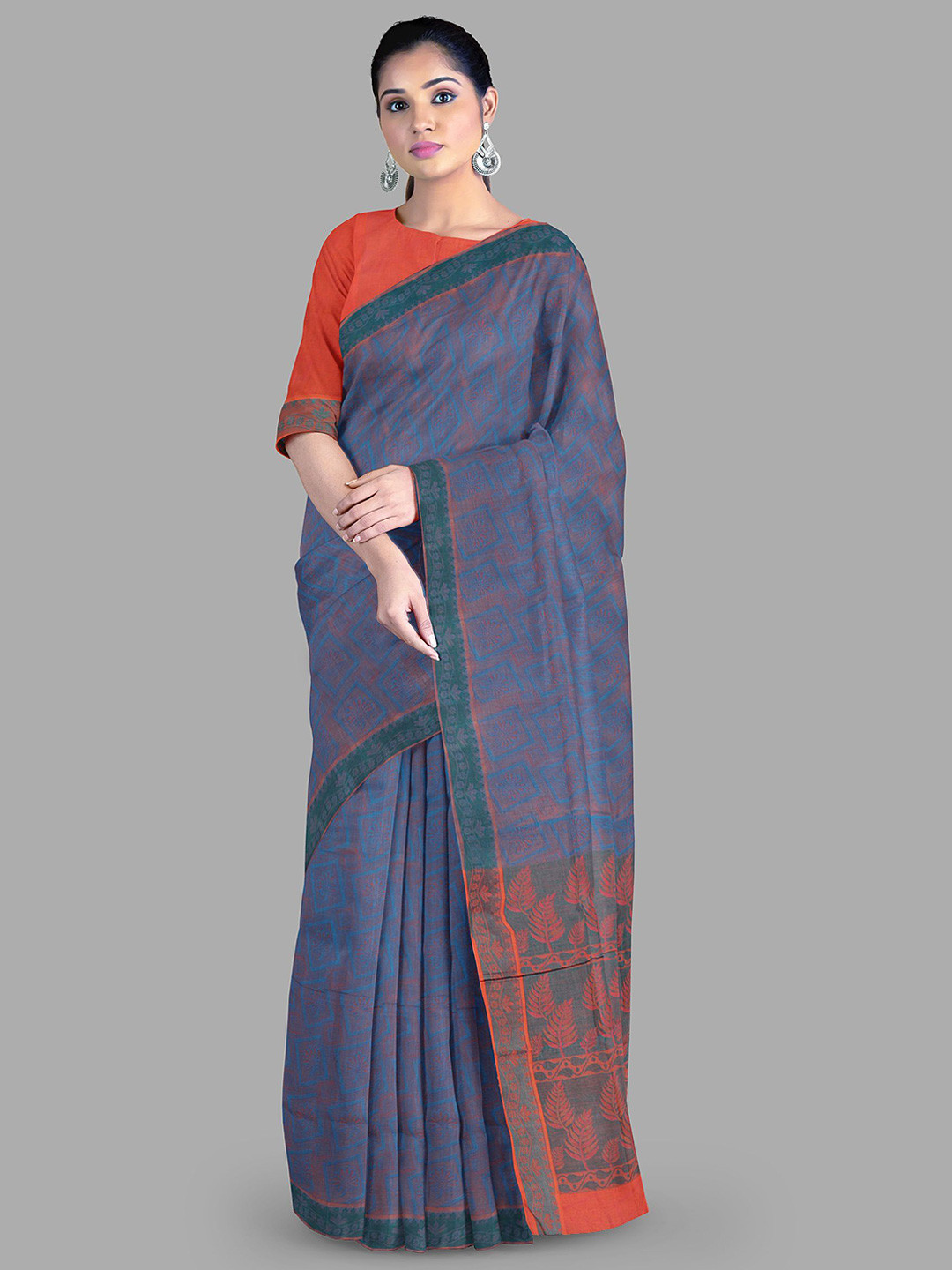 

The Chennai Silks Woven Design Pure Cotton Kovai Saree, Blue