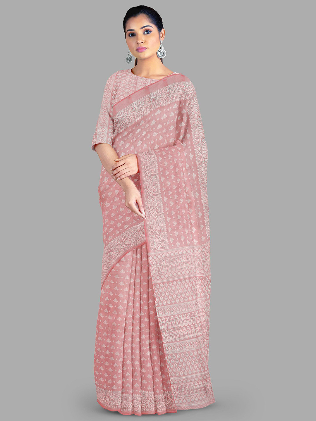 

The Chennai Silks Ethhnic Motif Gadwal Saree, Pink