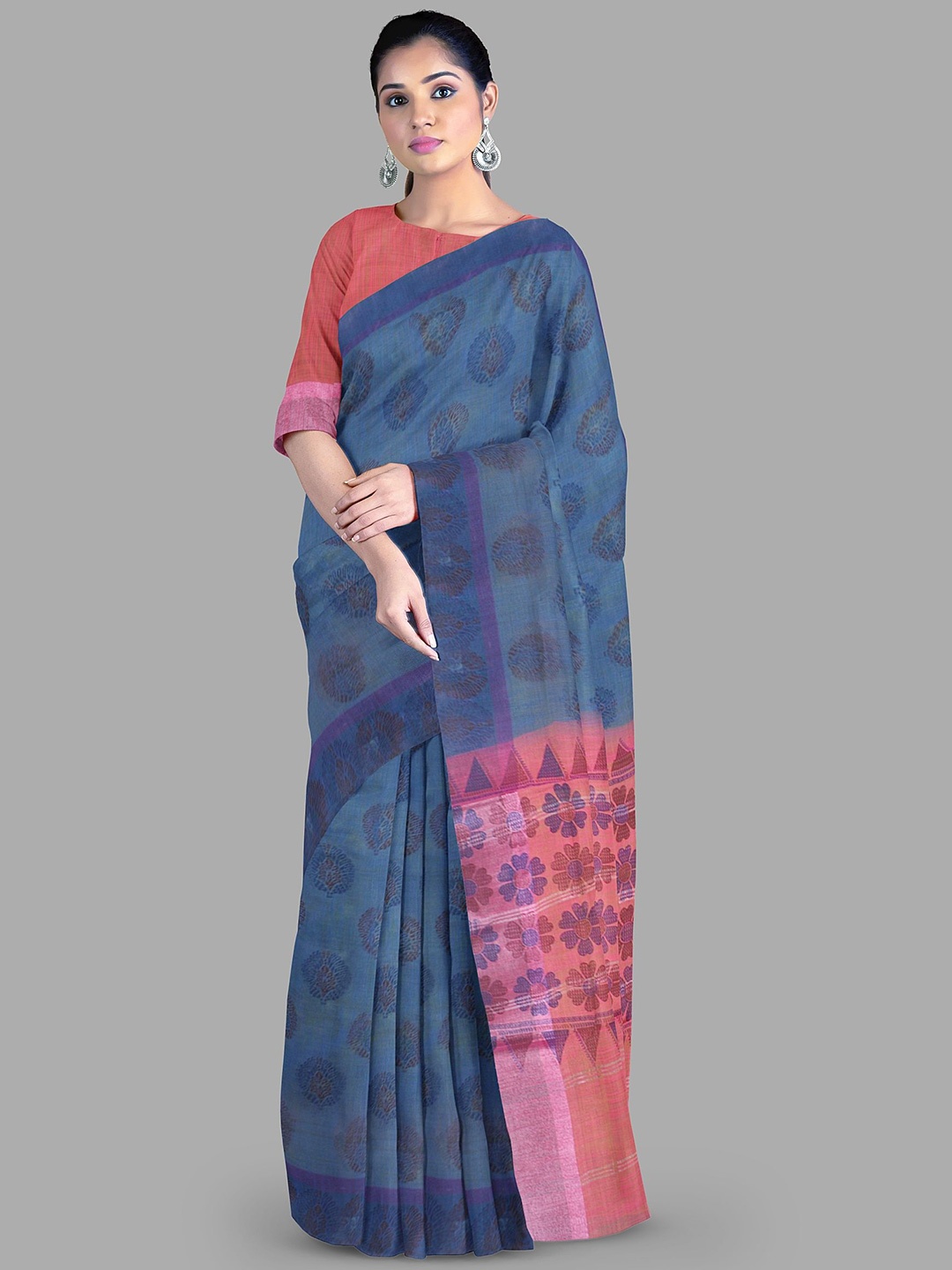 

The Chennai Silks Ethnic Motifs Printed Saree, Blue